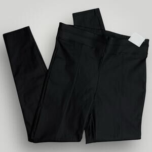 HUE CLASSIC CAREER MOTO PULL ON COATED LEGGINGS BLACK LARGE